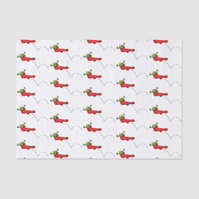 Papier Mousseline Cute grenouille dans une chaussette rouge saut de  (Recto)