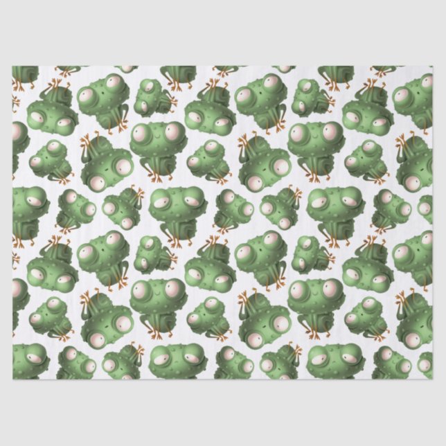 Papier Mousseline Cute grenouilles à dessin vert sur la page Découpa (Recto)