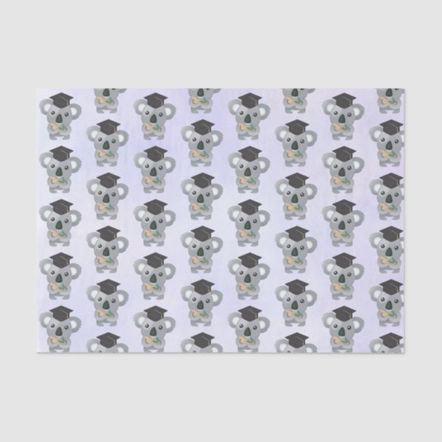 Papier Mousseline Cute Grey Koala dans une casquette noire (Recto)