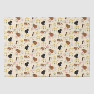 Papier Mousseline Cute Guinée Chiens En Fleur Motif Jardin - Jaune
