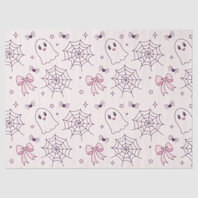 Papier Mousseline Cute Halloween Ghost & Spiderweb Motif (Recto)