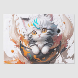 Papier Mousseline Cute happy fluffy kitten in a ball