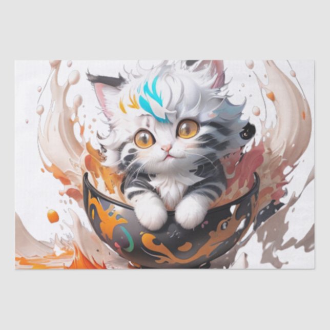 Papier Mousseline Cute happy fluffy kitten in a ball (Recto)