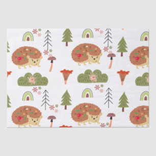 Papier Mousseline Cute Hedgehog Nature Floral Rainbow Motif