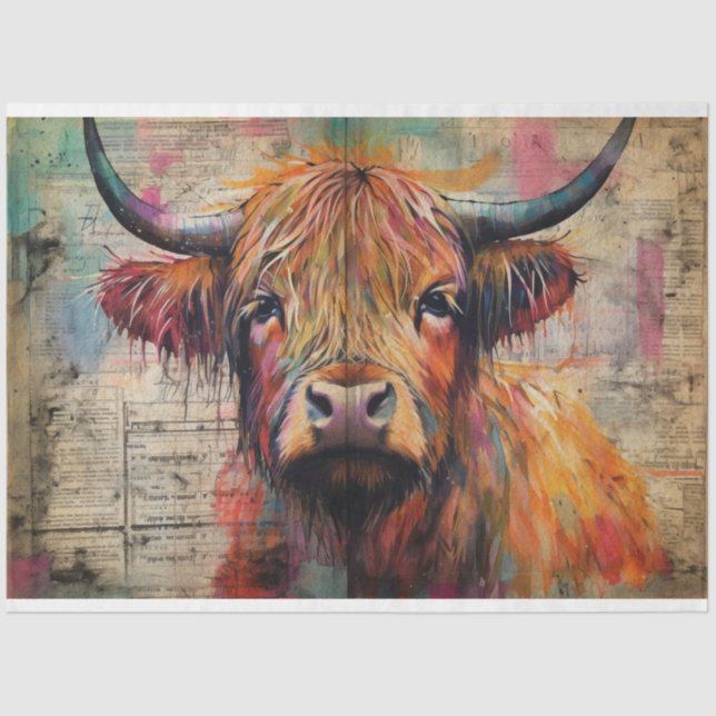Papier Mousseline Cute Highland Portrait de vache Ephemera (Recto)