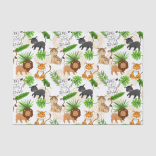 Papier Mousseline Cute Jungle chats Variété de tissu animal sauvage