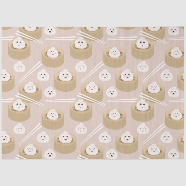 Papier Mousseline Cute Kawaii Dumplings Baguettes en vapeur (Recto)