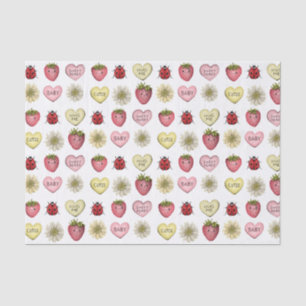 Papier Mousseline Cute Kawaii Motif de la Saint Valentin fraise