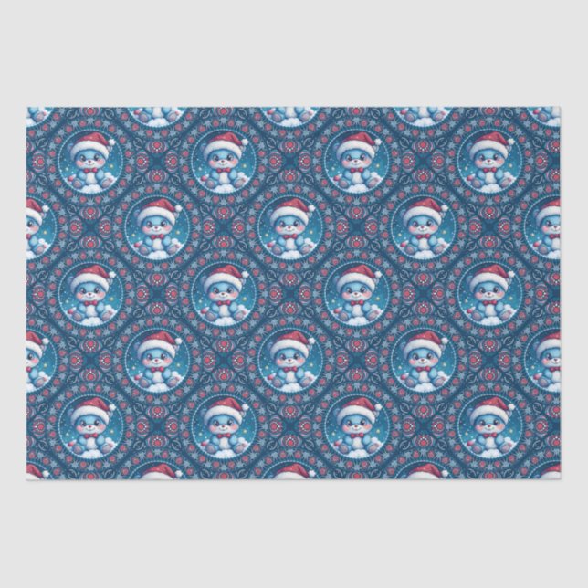 Papier Mousseline Cute Kawaii Ours Festif Mandala Geo Diamond Tile (Recto)