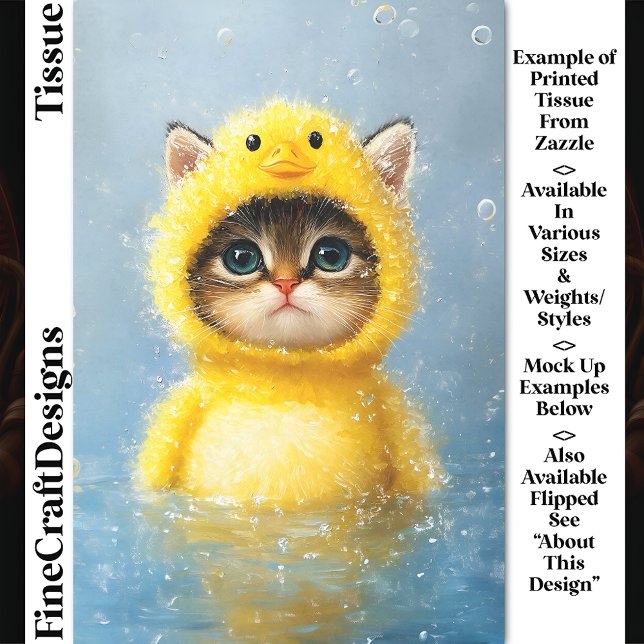 Papier Mousseline Cute Kitten habillé en canard jaune DL4R Découpage (Créateur téléchargé)