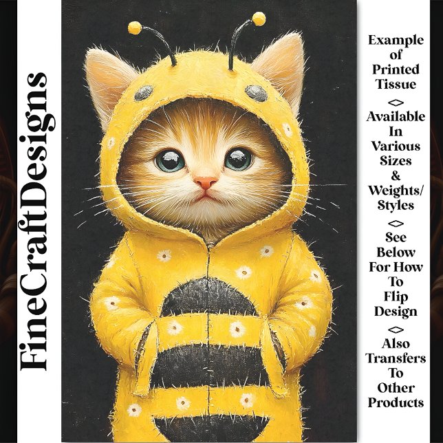 Papier Mousseline Cute Kitten Vêtu Comme Bumble Bee AK4H Découpage (Créateur téléchargé)