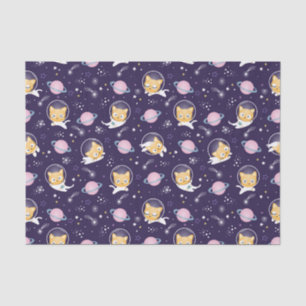Papier Mousseline Cute Kitty Chat Astronauts Motif
