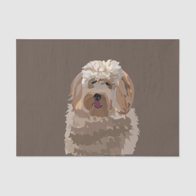 Papier Mousseline Cute Labradoodle Goldendoodle Poodle Chien (Recto)