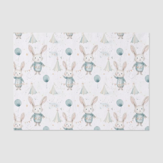 Papier Mousseline CUte lapins dans un cirque (Recto)