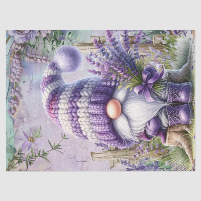 Papier Mousseline Cute Lavender Floral Gnome (Recto)