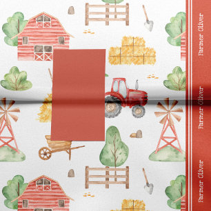 Papier Mousseline Cute Little Kids Farmer Motif avec prénom