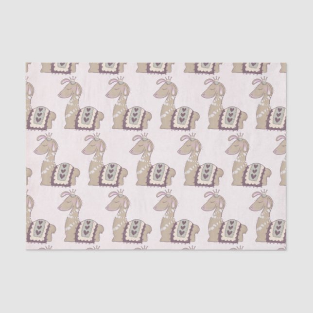 Papier Mousseline Cute Llama Princesse portant un modèle Couronne (Recto)