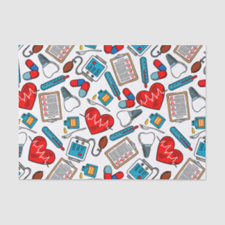 Papier Mousseline Cute Médicale Nurse Doctor thème Motif mixte 