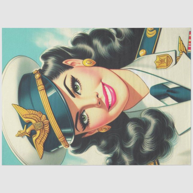 Papier Mousseline Cute Militaire Uniforme Pin-up (Recto)
