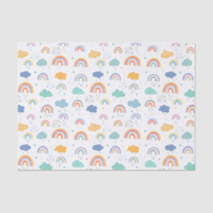 Papier Mousseline Cute moderne Rainbows et Motif de nuages