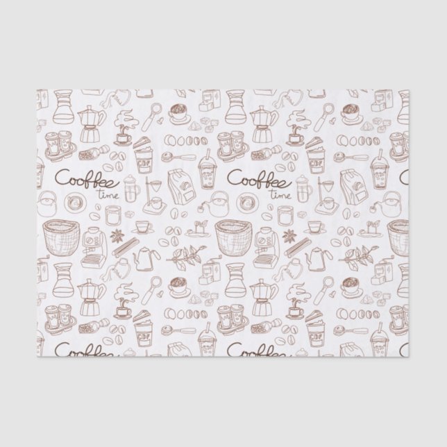 Papier Mousseline Cute Motif café (Recto)