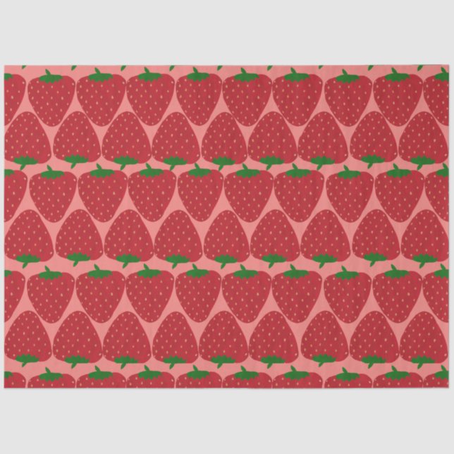 Papier Mousseline Cute Motif de fraise rétro en rouge et rose (Recto)