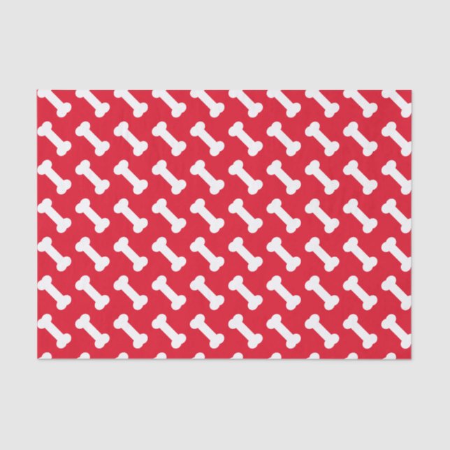 Papier Mousseline Cute Motif d'os de chien - Rouge Personnalisé (Recto)