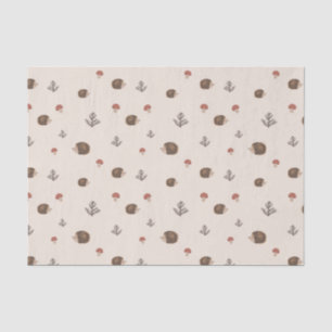 Papier Mousseline Cute Motif forestier de Hérisson et Champignons