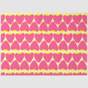 Papier Mousseline Cute Motif fraise rétro en rose vif