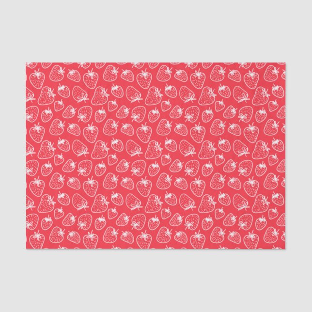 Papier Mousseline Cute Motif rouge et blanc fraise (Recto)