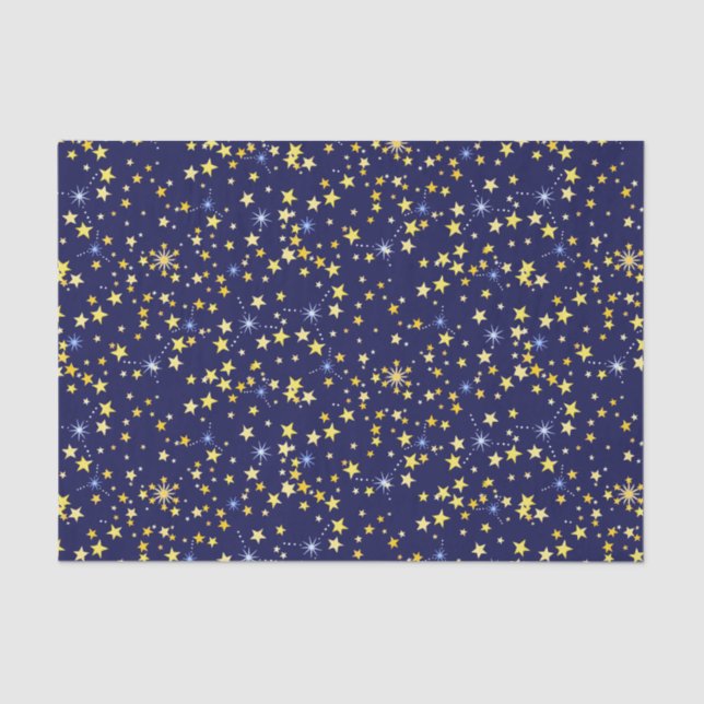Papier Mousseline Cute Navy Blue Celestin Motif Amusant Lovely Star (Recto)