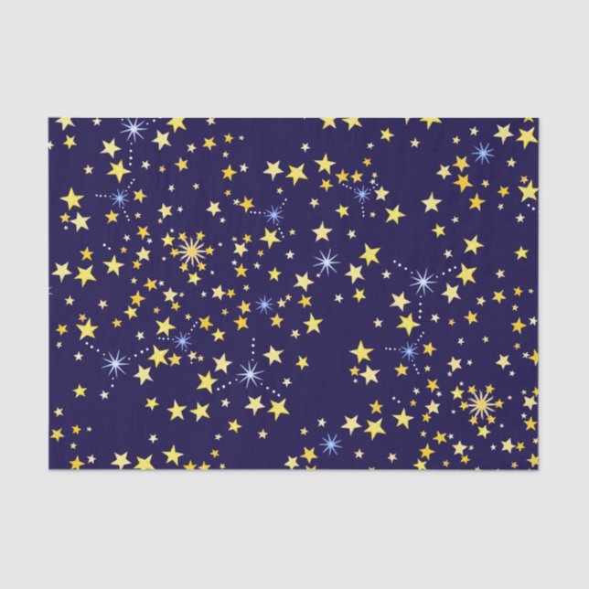 Papier Mousseline Cute Navy Blue Celestin Motif Amusant Lovely Star (Recto)