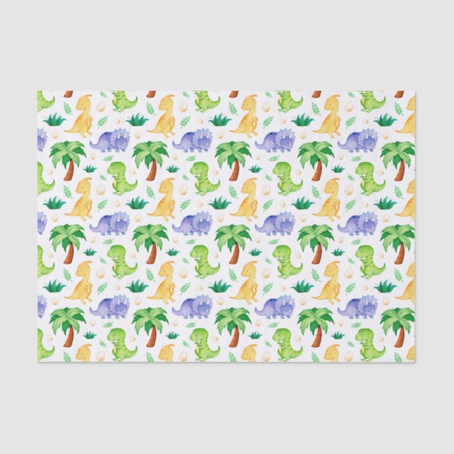 Papier Mousseline Cute Neon Aquarelle Dinosaur Motif (Recto)