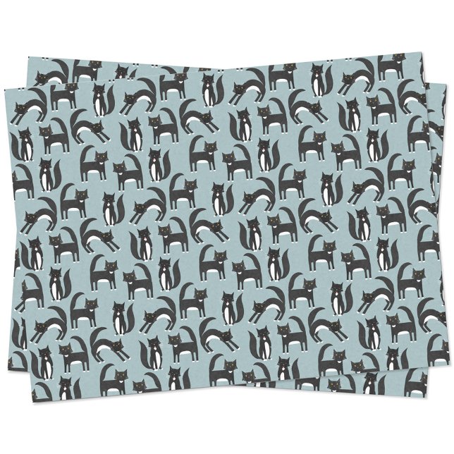 Papier Mousseline Cute noir et blanc Motif de chat Tuxedo (Black and white Tuxedo Cat pattern tissue paper)