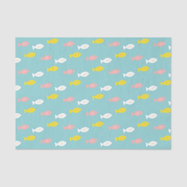Papier Mousseline Cute Océan Poisson Nager Whimsical Nautique (Recto)