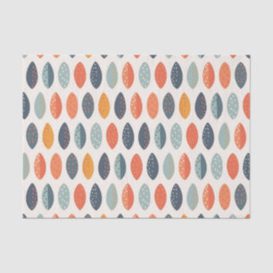 Papier Mousseline Cute Orange Blue Ochre Motif botanique feuilleté