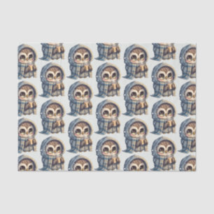 Papier Mousseline Cute Owl tenant un Motif de café