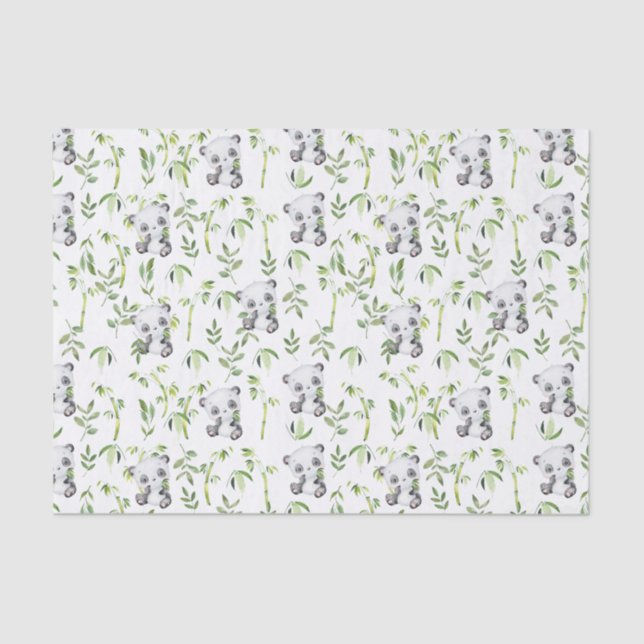Papier Mousseline Cute Panda Bear Cub Bambou Verdure Découpage (Recto)