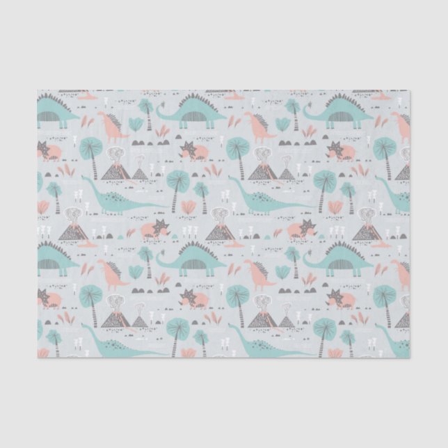 Papier Mousseline Cute Pastel Dinosaur Motif (Recto)