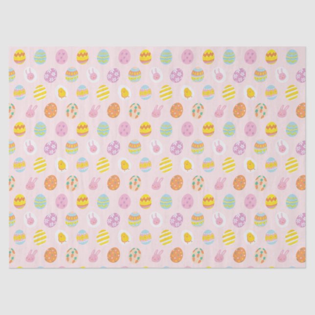 Papier Mousseline Cute Pastel Oeufs de Pâques Motif rose (Recto)