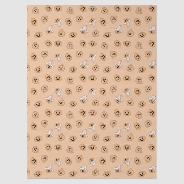 Papier Mousseline Cute Pastel Pumpkin Halloween Pattern Wrapping Pap (Recto)
