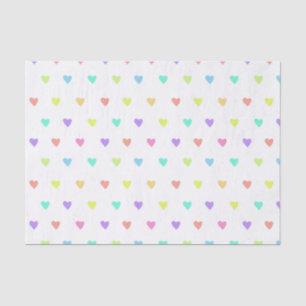 Papier Mousseline Cute Pastel Rainbow Hearts Motif