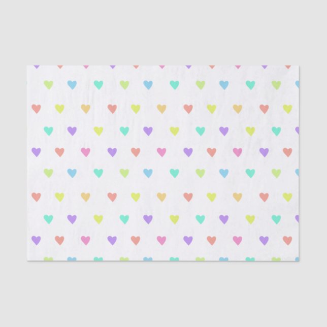 Papier Mousseline Cute Pastel Rainbow Hearts Motif (Recto)