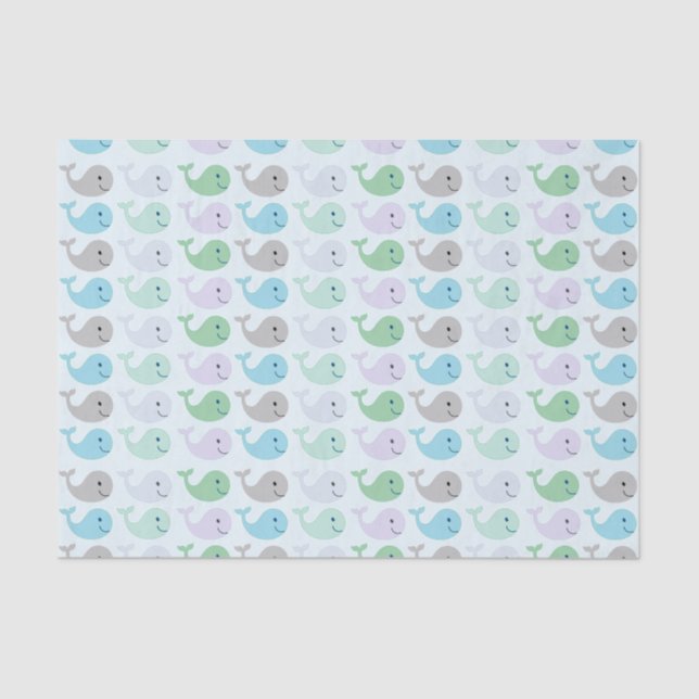 Papier Mousseline Cute Pastel Whales Motif (Recto)