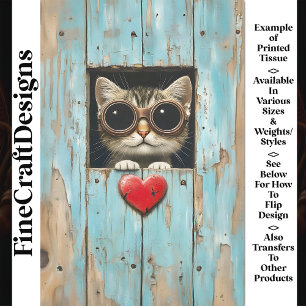 Papier Mousseline Cute Peeking Steampunk Tabby Kitten AP5 Découpage