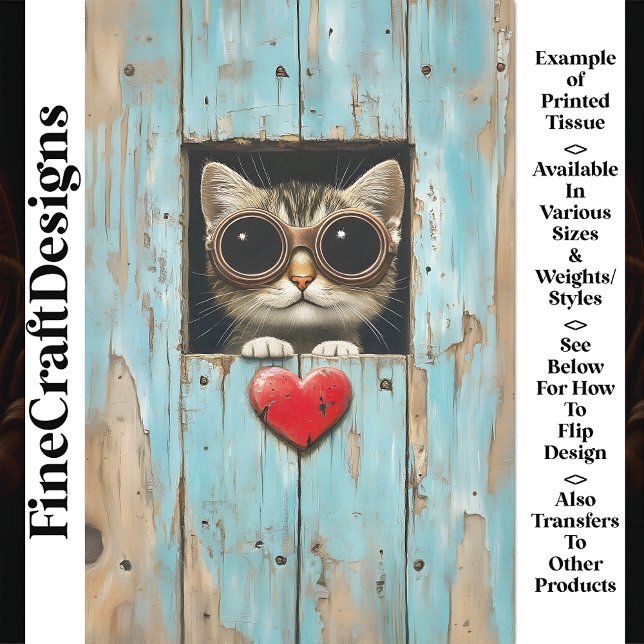 Papier Mousseline Cute Peeking Steampunk Tabby Kitten AP5 Découpage (Créateur téléchargé)