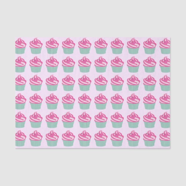 Papier Mousseline Cute Pink Cupcakes Pattern (Recto)