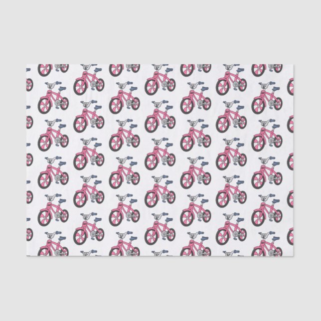 Papier Mousseline Cute pink kids bicycle cartoon illustration (Recto)
