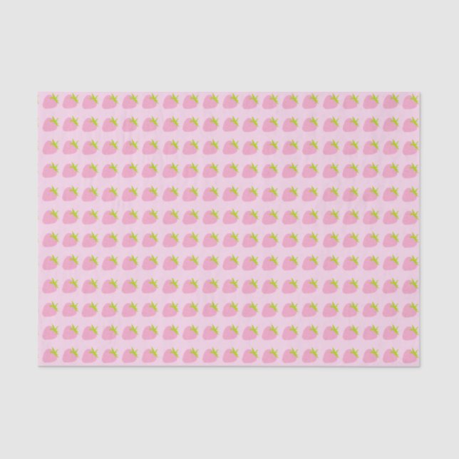 Papier Mousseline Cute Pink Strawberries Pattern (Recto)
