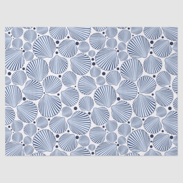 Papier Mousseline Cute plage bleu coquillage motif (Recto)